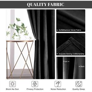Velvet Black <b>Curtains</b> <b>for</b> Living Room Long Light Blocking <b>Curtain</b> Panels Pocket Panel Drapes <b>for</b> <b>Bedroom</b>/Sliding Glass 42*84inch - Product Image 3