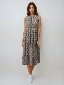 เดรสผ้าฝ้ายแท้สำหรับฤดูร้อนเดรสอินเดียเดรสพิมพ์ลายดอกไม้แขนกุดสไตล์โบฮีเมียนแขนกุด - Product Image 6