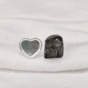 Bague pour femme en pierre brute, quartz fumé naturel brut de qualité AAA, forme cœur, ajustable, cadeau de Noël, en argent sterling 925 - Product Image 1