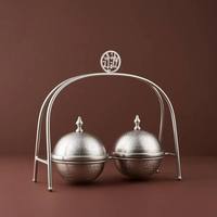 Bol de service jetable en métal et bois pour dattes, finition brillante, moderne, écologique, durable, pour présentation de friandises sur table, idéal pour le Ramadan