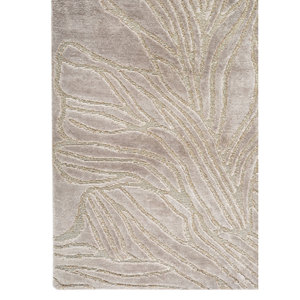 Alfombra Aibz-1030 Azalea Gris Negra, Tejida a Mano con Bambú, Seda y Zari, Diseño Floral Clásico, 9x12, para Sala de Estar, 10mm, para el Hogar y el Pasillo - Product Image 4