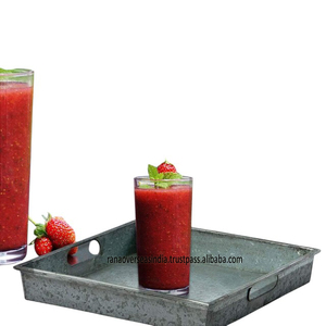 Factory Wholesale Galvanized Metal <b>Tray</b> with Handle Perfect for Farmhouse Style Serving Centerpieces <b>Snacks</b> & Home Display Decor - Product Image 3