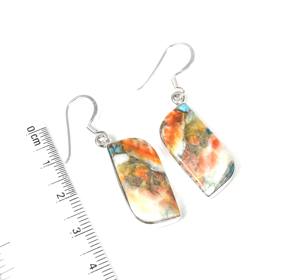 925 Solid Sterling Silver <b>Fine</b> <b>Dangle</b> <b>Earrings</b> Oyster Turquoise Bezel Setting Hook with December Month Birthstone Charm - Product Image 4