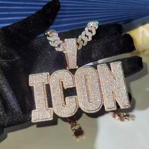 Hip Hop Diamant Coupe Ronde VVS Moissanite Ice Out Bijoux Pendentif Pour Hommes ''925 Sterling Silver - Product Image 3