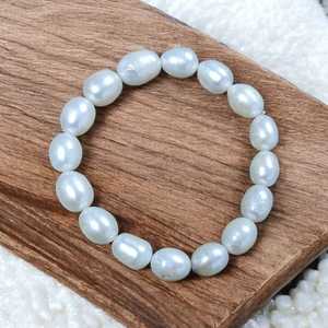 สร้อยข้อมือไข่มุกน้ำจืดรูปไข่6-8มม. ไข่มุกธรรมชาติเครื่องประดับผู้หญิงดูทันสมัย2025สไตล์ Boho ในชีวิตประจำวัน - Product Image 4
