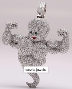 จี้เพชรโมอิสรูปการ์ตูนรูปการ์ตูนสีขาวทรงกลมจี้ฮิปฮอป - Product Image 2