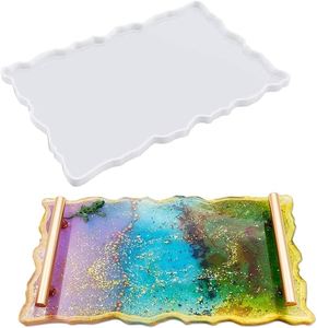 Plateau de service en résine écologique de haute qualité, style Art déco, forme et couleur personnalisées, poignée en laiton, décoration d'intérieur, rangement, luxe, salon - Product Image 5