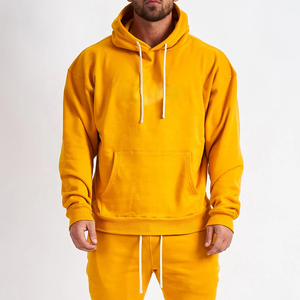 Sweat à capuche d'automne 100% coton uni pour hommes avec coupe régulière et texture en tricot doux pour la mode streetwear urbaine - Product Image 5