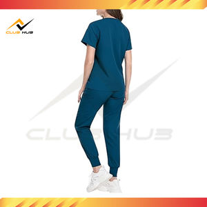 ชุดสูทสำหรับโรงพยาบาลของผู้หญิงกางเกงวิ่งขายาวคอวีแบบเรียวขาเรียวระบายอากาศได้มีการตรวจสอบเข็ม - Product Image 4