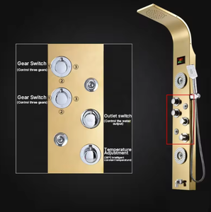 Panneau de douche thermostatique mural en acier inoxydable nickel brossé doré <span class=keywords><strong>avec</strong></span> jet de pluie pour usage hôtelier, robinets de douche - Product Image 4