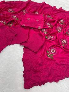 Ropa de fiesta nupcial clásica, Sari de seda con blusa exclusiva, Festival de bodas indio, Ropa Étnica para mujeres y niñas, ropa más vendida - Product Image 2