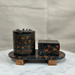 Moderno Juego de Quemadores de Incienso de Resina con Triángulos de Madera y Caja de Almacenamiento, Porta Incienso y Bandeja Minimalista de Lujo para el Medio Oriente - Product Image 2