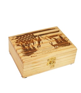 Boîte à bijoux en bois gravée à la main pour femmes-bijoux pour hommes | Boîtes décoratives | Stockage (US Flag Mountain Deer) - Product Image 4