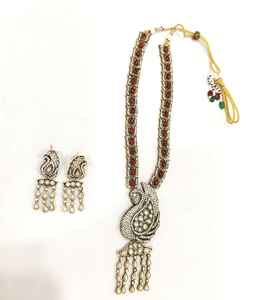 Ensemble de collier pendentif paon victorien décontracté de haute qualité en laiton écologique Zircon comprenant des boucles d'oreilles assorties pour les femmes - Product Image 3