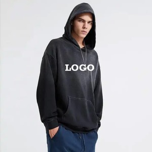 AR2605 Men's Heavyweight Oversize <b>Acid</b> Washed Hoodie Vintage Streetwear with <b>Drop</b> Shoulder 100% Cotton Plain Dyed for Winter - Product Image 5