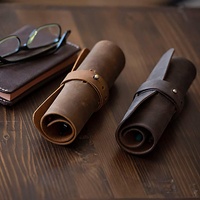 Estuche Enrollable para Lápices de Cuero Genuino Artesanal, 9 Ranuras, Regalo para Estudiantes, Portaplumas, Porta Marcadores, Pinceles de Maquillaje, Lápices de Dibujo