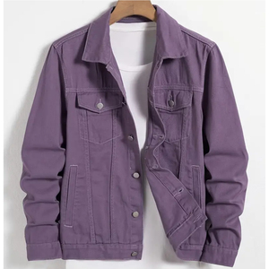 Chaqueta de mezclilla elástica para hombre de calidad premium 100% algodón, abrigo de moda de color brillante de verano de algodón suave - Product Image 1
