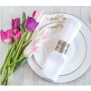 Porte-serviette en métal fait à la main, Design feuille, Table de mariage décorative, finition or, brillant, poli, anneau de serviette en métal - Product Image 3