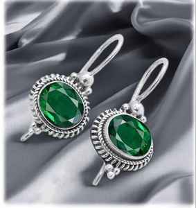 Pendientes de Esmeralda, Plata de Ley 925, Chapados en Oro, Bonitos, Regalo de Piedra de Nacimiento de Mayo para Mujer, Aniversario, Elegantes - Product Image 3