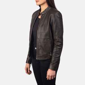 Vêtements de sport UNIQUE Veste en simili cuir pour femme Imperméable Écologique Réversible Matelassée Respirante Coupe-vent Manches longues Fermeture éclair - Product Image 3
