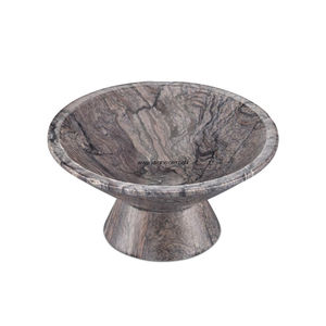Bol rond de luxe en résine ambre avec motif marbré blanc artistique et finition lisse et brillante parfait pour la décoration de la maison ou du bureau - Product Image 6
