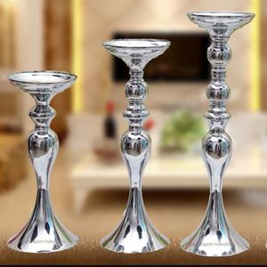 Bougeoir de pilier en métal de conception attrayante plaqué argent brillant pour les piliers de bougie de décor de Table d'événement de fête de mariage - Product Image 4