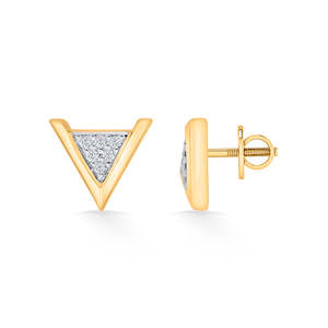 18K Gold Pyramid Stud <b>Earrings</b> for Women-Diamond <b>Moissanite</b> or Pearl-Rose White or Yellow Gold-Geometric Engagement Jewelry - Product Image 5