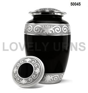 Cremation <b>Urn</b> for Adult Male/Female <b>Large</b> Funeral <b>Urn</b> with Velvet Bag Holds up to 200 Lbs Capacity Dignified Memorial (Black) - Product Image 1