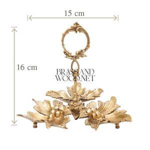 Bandeja decorativa de cobre antiguo diseño de hoja de latón hecho a mano Estilo Vintage elegante servicio y accesorio para el hogar con asa - Product Image 2