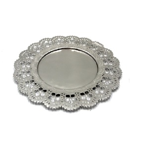 Boda antigua decoración elegante estilo hecho a mano plateado cargador placas Caffey hogar forma redonda piedra diamante diseño - Product Image 1