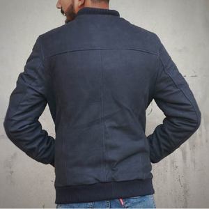 Chaqueta de bombardero de gamuza para hombre, chaqueta de cuero de oveja Real con cierre de cremallera, cuello acanalado, puños acanalados, forro de poliéster, ropa de abrigo elegante - Product Image 2