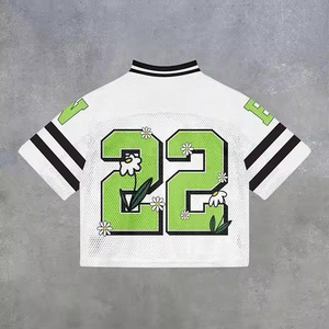 Streetwear-T-shirt de sport en maille pour homme, col en V, coupe courte, pour football américain, avec sublimation - Product Image 2