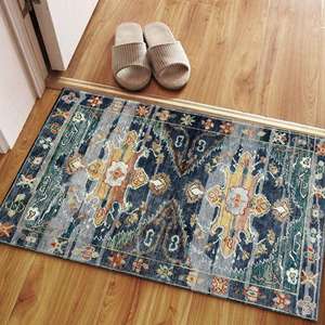 Tapis ethnique bleu : style turc antique, motif persan, tapis imprimé, tapis fin non tissé - Product Image 5