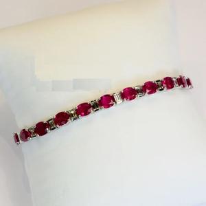 สร้อยข้อมือเพชรทับทิมพลอยสีชมพู13.7สำหรับผู้หญิงสร้อยข้อมือชุบเงิน925ทึบ - Product Image 1