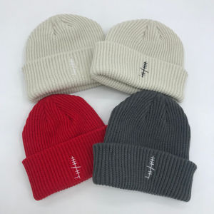 Bonnet en tricot à revers chaud doux confortable doublé en polaire bonnet extensible élégant couvre-chef pour le froid en plein air - Product Image 5