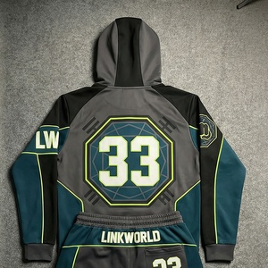 Ensemble de survêtement unisexe en polaire tricoté de haute qualité avec fermeture éclair, style streetwear, logo Linkworld, pour l'hiver - Product Image 4