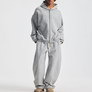 Sweat-shirts à capuche et pantalons de survêtement unisexes personnalisés 100% coton à fermeture éclair, col à capuche, coupe ample, style baggy, streetwear, service OEM - Product Image 2