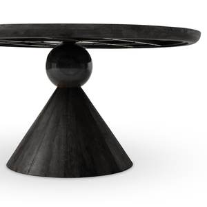 Black Sculptural Design <b>Dining</b> With Attractive Looking <b>Round</b> Center Marble Ball & <b>Round</b> Top New Modern <b>Wooden</b> <b>Dining</b> <b>Table</b> - Product Image 3