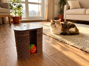 Cardboard <b>Cat</b> Scratcher Toy with Ball #1 - Product Image 2