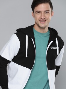 Sudadera con capucha y cremallera para hombre, 100% algodón, felpa francesa, con bloques de color, gruesa, con logotipo personalizado, OEM, al por mayor - Product Image 2