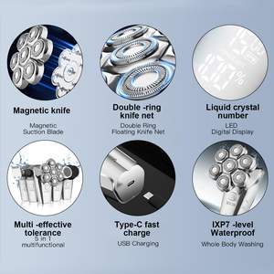 Rasoir Électrique Étanche pour Homme, 7 Têtes Flottantes, Tondeuse à Cheveux Chauves, Nettoyeur Facial, Tondeuse Nez pour Usage Domestique - Product Image 2