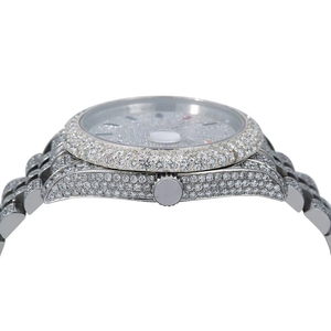 Montre en quartz avec diamants en moissanite glacés de style hip-hop, sport, logo personnalisé, boîtier en acier inoxydable, bracelet de 21 mm, analogique, verre antique - Product Image 5