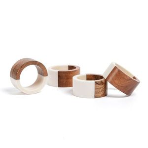Wooden napkin ring carved from natural wood for <b>farmhouse</b> style kitchen <b>rustic</b> <b>dining</b> <b>table</b> decoration accessory - Product Image 2
