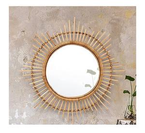Miroir mural en rotin naturel Miroir décoratif ovale beige à carreaux avec cadre en bois de 99GD Vietnam - Product Image 1