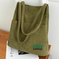 Tas Tote Korduroi Pegangan Katun Kustom Grosir Langsung OEM Produsen Vietnam Ukuran Sesuai Pesanan