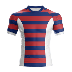 Maillot Rugby à séchage rapide personnalisé Maillot de sport rayé respirant avec impression numérique Style d'ensemble - Product Image 4