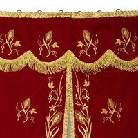Bannière d'église en velours avec broderie Zardozi en fil métallique doré de qualité supérieure, motif blé et raisins, et nappe d'autel brodée à la main