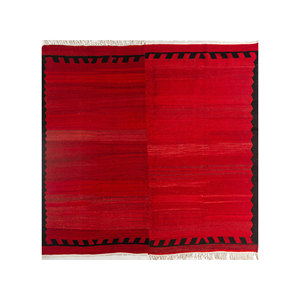 Alfombra 3D Nayaab PAEM-1047 Roja y Naranja a Rayas de Lana y Yute para el Hogar, Alfombra Plana para Sala de Estar, para Decoración - Product Image 1