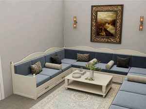 Diseño interior árabe Majlis, diseño clásico moderno, elegante conjunto de sala de estar, asientos de esquina de lujo, diseño que ahorra espacio - Product Image 3