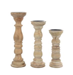 Portavelas de madera marrón para velas cónicas, decoración de manto para fiesta de boda de Navidad - Product Image 4